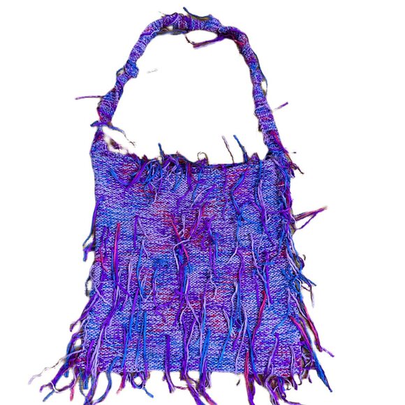 HANDMADE KNITTED HOBO BAG MULTI-COLOR - Picture 4 of 10